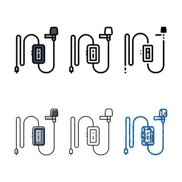 Stylized interview mic microphone color icon vector Stock Illustration