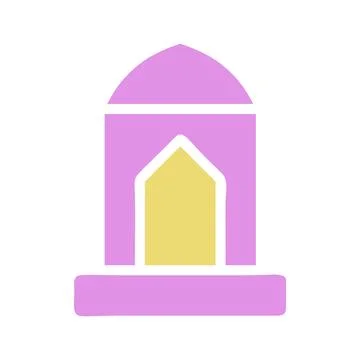 Stylized islamic architecture icon exhibiting a simplified, modern mosque d.. Stock Illustration