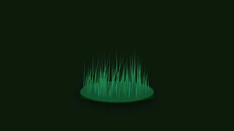 Stylized isometric grassland icon with waving tall emerald grass blades on .. Stock-Footage 346202216