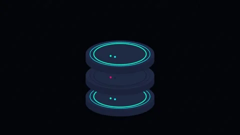 A stylized isometric illustration of a digital database server icon 스톡 동영상 338310799