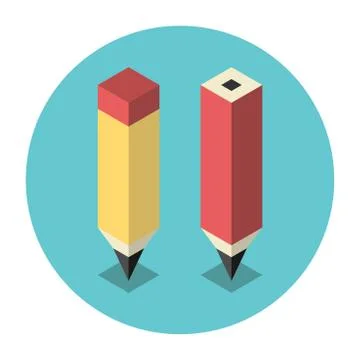 Stylized isometric pencils Stock Illustration