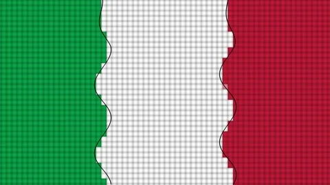 Stylized italy flag colored bars waving in mosaic pixels video background Stock Footage 325966345