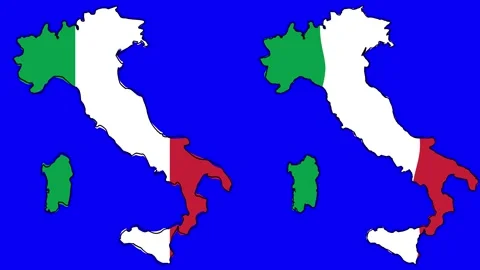 Stylized italy map with wavy flag or stroke. Stop motion animation Stock Footage 325964658