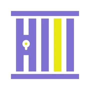 A stylized jail cell with one yellow bar and keyhole Illustrazione stock