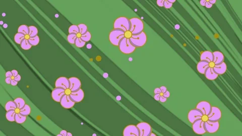 Stylized Japanese Plum Blossom Pattern Flowing 4K Loop Stock-Footage 336171209