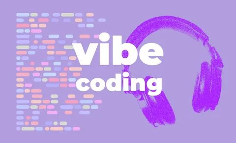 Stylized JavaScript Code and headphones on Purple Background Representing V.. Stock Illustration