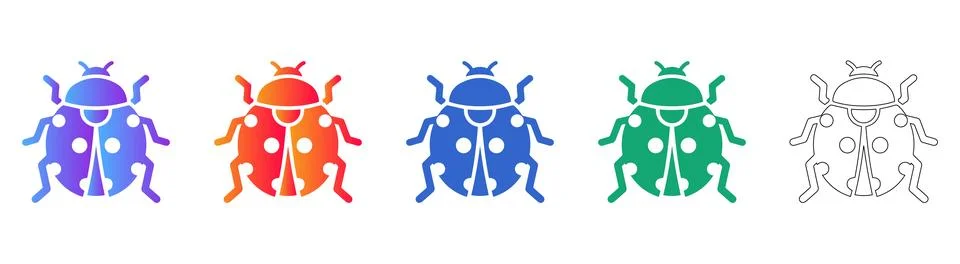 Stylized Ladybug Icon Set with Gradient Variations Stock-Illustration