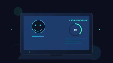 Stylized Laptop Interface for Remote Work and Productivity Management with .. Stock-Footage 346130555