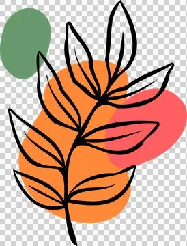 Stylized leaf branch is floating on transparent backdrop in flat design with 库存插图