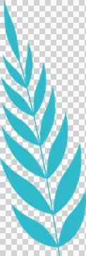 Stylized leaf branch floating on transparent background, showcasing turquoise Stock Illustration