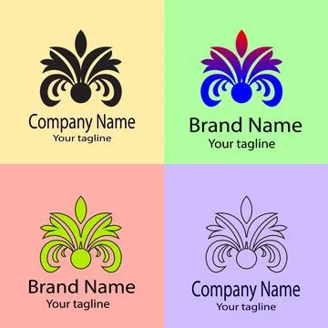 Stylized Leaf Flourish logo design Stock Illustration