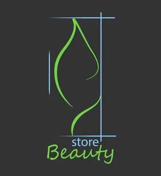 Stylized leaf logo of beauty studio. Vector organic plant emblem. Eco design Stock Illustration