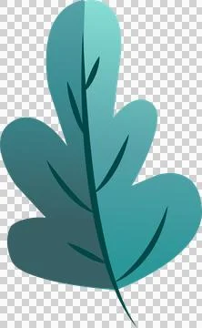 Stylized leaf is showing flat design with gradient teal, lobed edges, vein, Stock Illustration