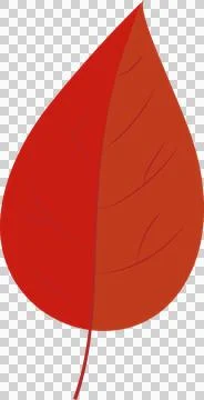 Stylized leaf is showing two-tone red orange in flat design with veins on Illustrazione stock