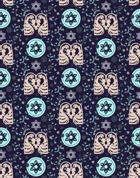 Stylized leaves, circles on a dark background as part of a seamless vector ba Stock Illustration