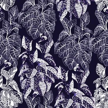 Stylized leaves print pattern Illustrazione stock