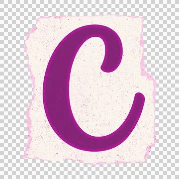 Stylized letter C graphic is being shown on torn speckled paper square, with Stock Illustration
