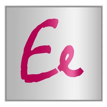 Stylized letter E of the alphabet on a silver background with shadow Stock Illustration