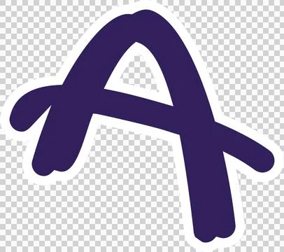 Stylized letter A is floating on transparent canvas, showing bold purple Stock Illustration