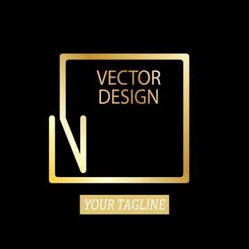 Stylized letter N with a square border. Vector template for logo, label or st Stock Illustration
