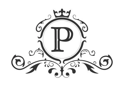 Letter P on the shield with crown isolated on dark background. Golden 3D  initial logo business vector template. Luxury, elegant, glamour, fashion,  boutique for branding purpose. Unique classy concept Stock Vector |