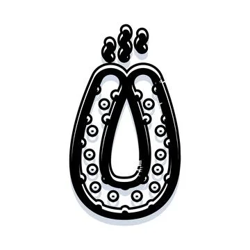 Stylized letter u or zero doodle black outline Stock Illustration