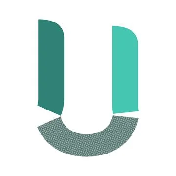 A stylized letter U with a teal left arm and a turquoise right arm. A textu.. Stock Illustration