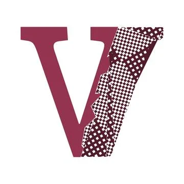 A stylized letter V in maroon with a section of the right arm featuring a t.. Stock Illustration