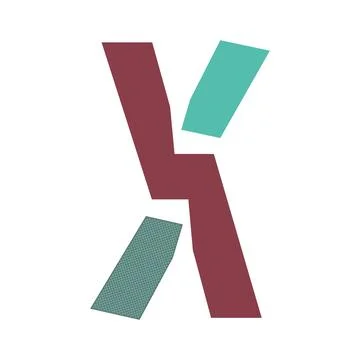 A stylized letter X with a maroon main body. Teal accents the upper arm, an.. Stock Illustration