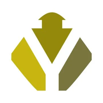 A stylized letter Y formed by negative space in white, surrounded by olive,.. Stock Illustration