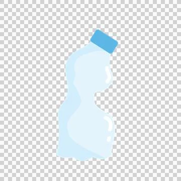 Stylized Light Blue Plastic Curved Bottle Flat Isolated Illustration Stock Illustration