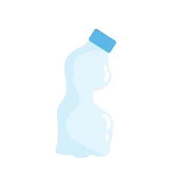 Stylized Light Blue Plastic Curved Bottle Flat Isolated Illustration Stock Illustration