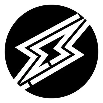 Stylized lightning bolt icon in black circle Stock Illustration