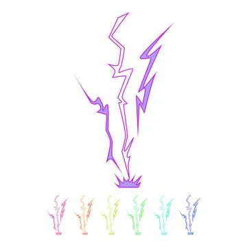 Stylized lightning striking impact point with electricity bursts Stock Illustration