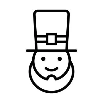 Stylized line art icon representing a friendly leprechaun wearing a tall ha.. Stock Illustration