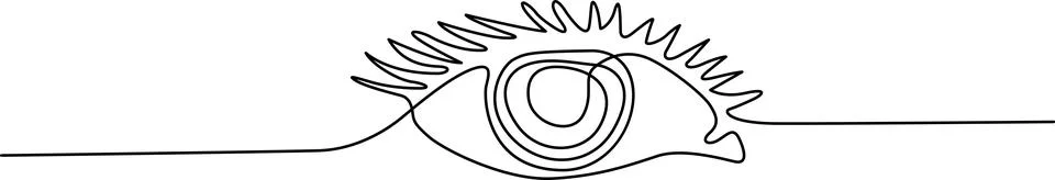 A stylized line drawing of a curious eye peeking out from behind a wavy eye.. Illustrazione stock