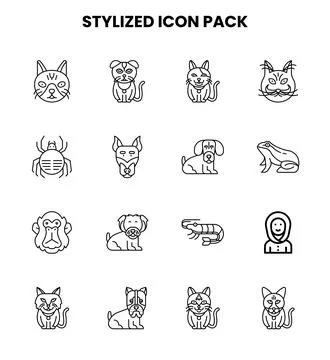 Stylized Line Graphics Icons Pack Stock Illustration