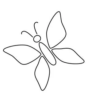 Stylized linear Butterfly - a vector picture for coloring. Outline. Stock Illustration