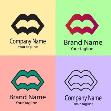 The Stylized Lips: Expression and Simplified Form logo Stock Illustration