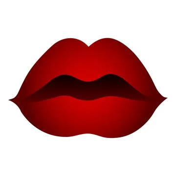 Stylized lips, half-open mouth - isolate, graphics on a square background . T 스톡 일러스트
