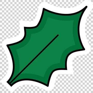 Stylized lobed green leaf is floating on transparent background with black Stock Illustration