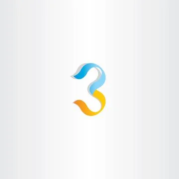 Stylized logo number 3 three third icon Illustrazione stock