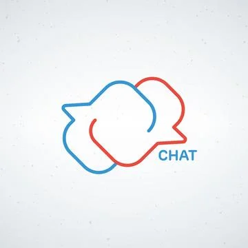 A stylized logo of two chat bubbles in blue and red Stock Illustration
