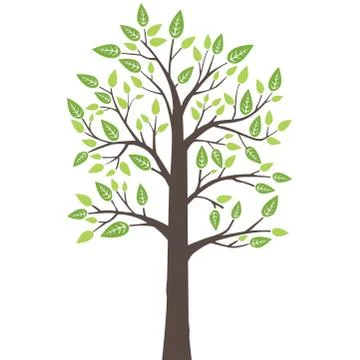 Stylized lone tree with fresh young leaves in spring イラスト素材