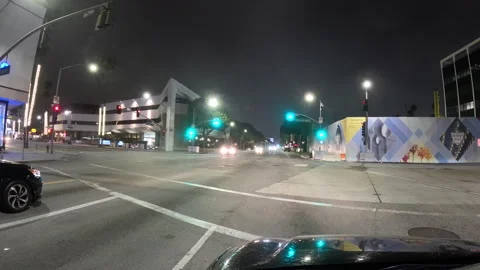 Stylized Long-Exposure Painterly Car Pov Driving In City Night Traffic Stock Footage 242811342