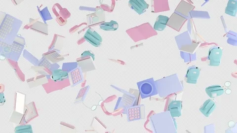 Stylized loopable animation of several objects related to learning Stock Footage 342667838