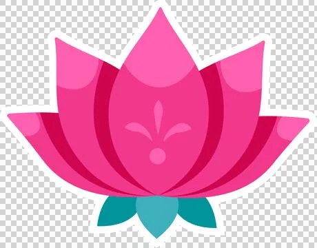 Stylized lotus flower is appearing as vector with pink petals, teal sepals, Stockillustratie