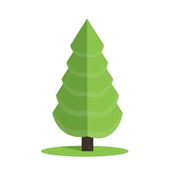 Stylized low poly polygon green Christmas tree vector illustration Stock Illustration