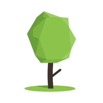 Stylized low poly polygon green tree vector illustration 스톡 일러스트