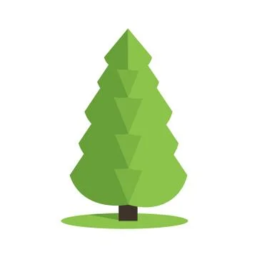 Stylized low poly polygon green Christmas tree vector illustration Stock Illustration